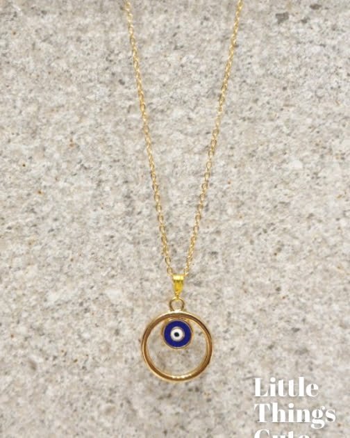 Evil Eye Charm Necklace (Dark Blue)