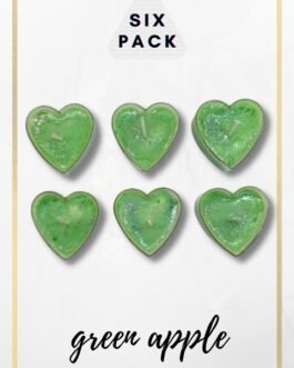 Green Apple Aroma Candles Tea Lights Mini Hearts (Set of 6)