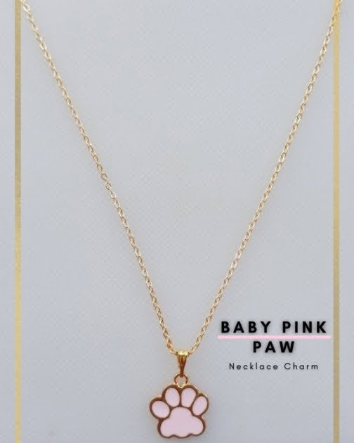 Pink Paw Charm With Gold Chain