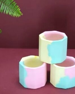 Concrete Mini Pots – Multi Color – Set of 3