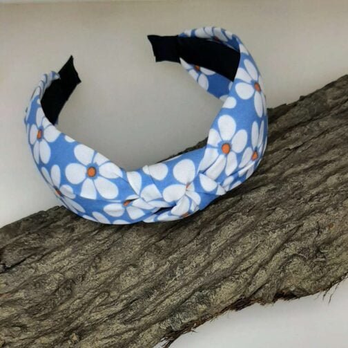 Blue Daisy Knot Hair Band