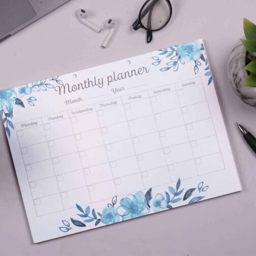 Monthly Blue Floral Planner