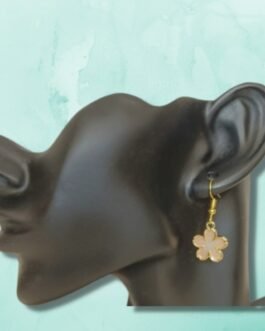 Gold Enamel Flower Earrings – Peach