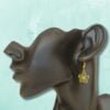 Gold Enamel Flower Earrings - Sap Green
