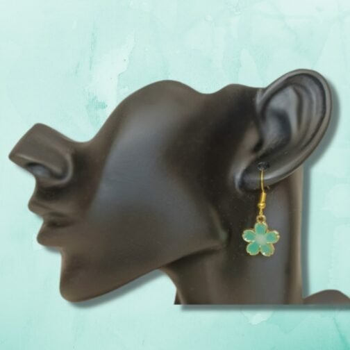 Elegant Gold Enamel Floral Earrings - Trendy Teal