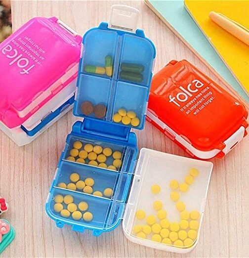 Folca Medicine Box Mini Vitamin Pill Tablet Case Organizer