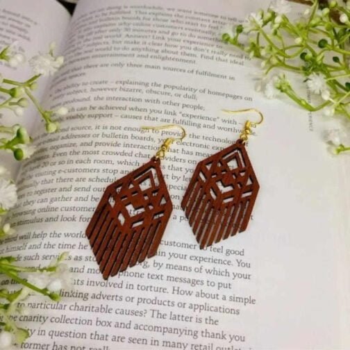 Wooden Earrings - Geometric Design