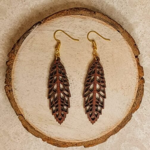 Wooden Earrings - Leaf