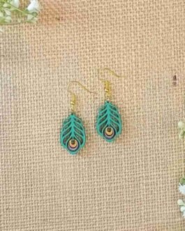 Mini Peacock feathers – Wooden Earrings