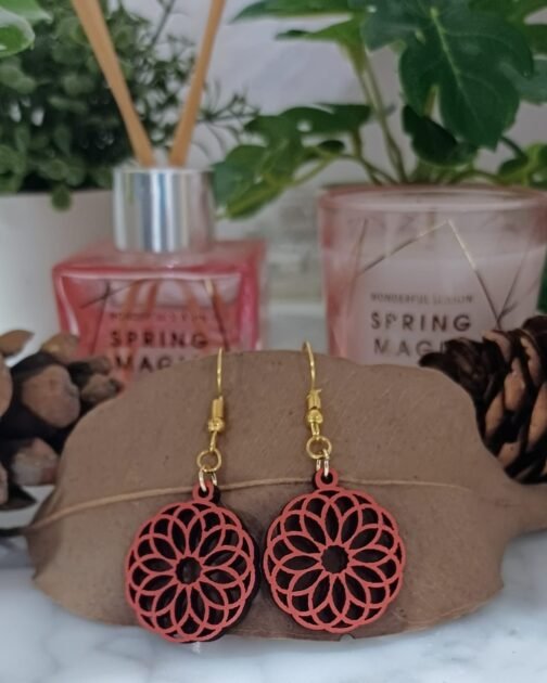 Round Mandala Earrings – Pink