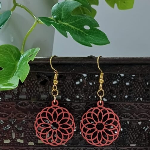 Round mandala earrings - pink