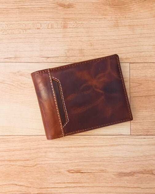 Oil Pull Dark Tan Leather Wallet For Men