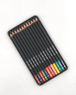 12 Square Shaped Color Pencils Set with Metal Case