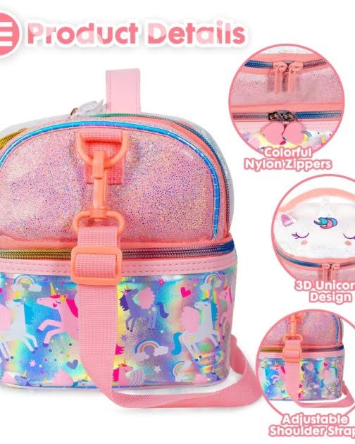 Double Decker Cooler Insulated Lunch Bag – Unicorn