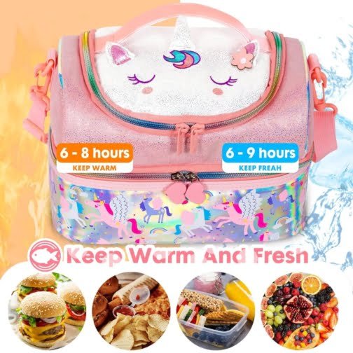 Double Decker Cooler Insulated Lunch Bag - Unicorn