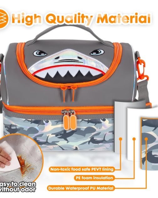 Double Decker Cooler Insulated Lunch Bag – Shark