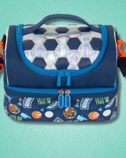 Double Decker Cooler Insulated Lunch Bag – Football