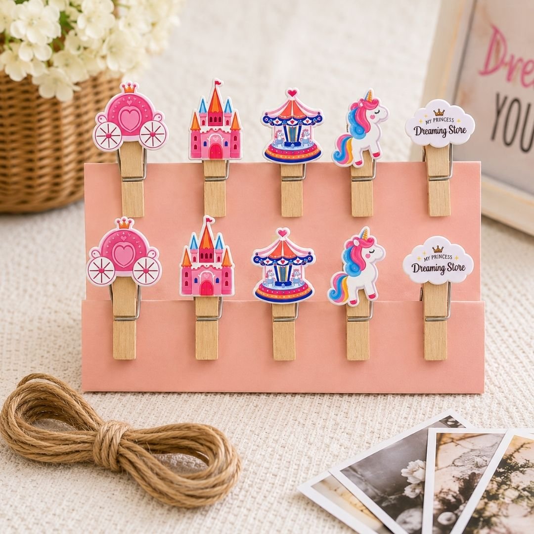 Princess Theme Wooden Photo Pegs with cute designs