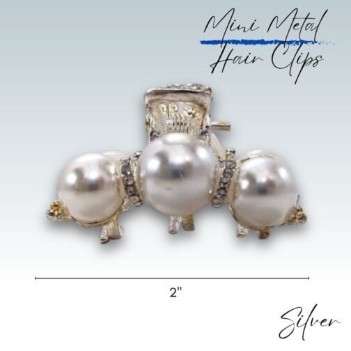 Metal Claw Pins with Pearl - Silver