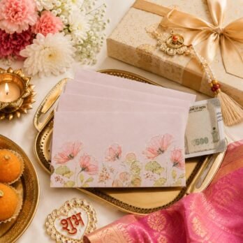 Floral Money Envelopes Set of 5 with Gold Foil