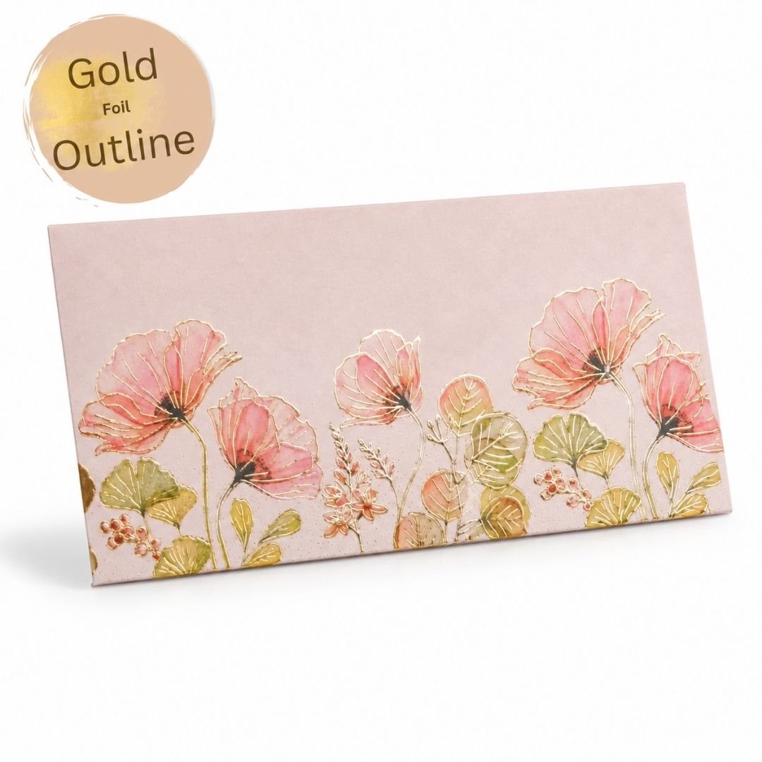 Floral Money Envelopes Set of 5 with Gold Foil - Image 2
