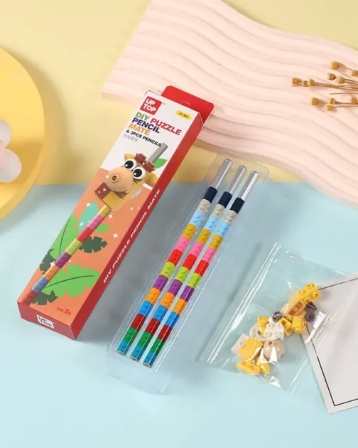 Lego Style Brick Pencil Set Giraffe