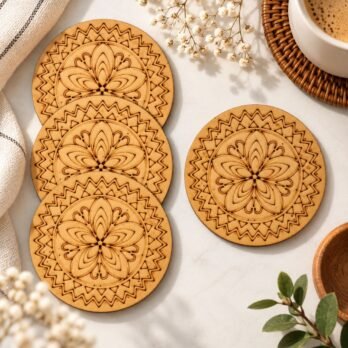 DIY Bloom Mandala Coasters Set of 4 – Pre-Drawn Design
