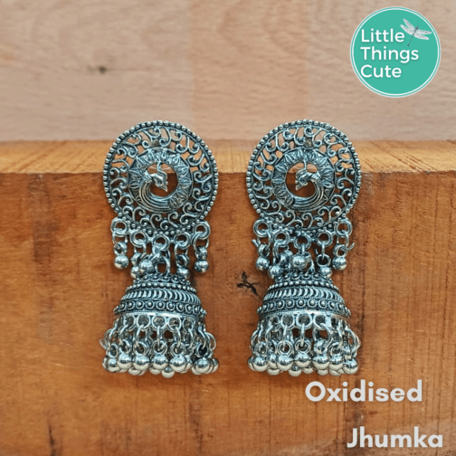 Peacock Oxidised Jumka Earings