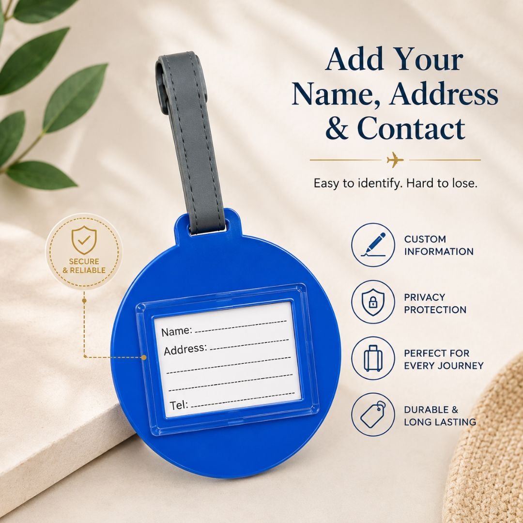 Blue Silicone Travel Luggage Tag with Airplane Design - Image 3