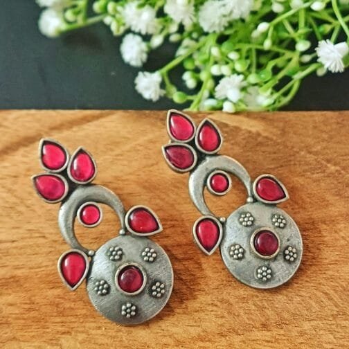 Amara - Studs with Rani Pink stones