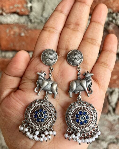 Nandi – Oxidized Silver with Blue Stones and Pearls