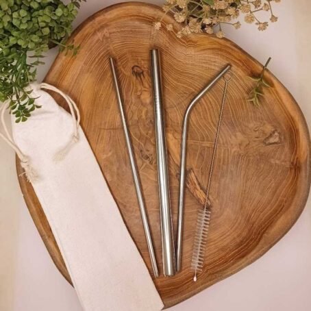 Silver Tone Metal Straws