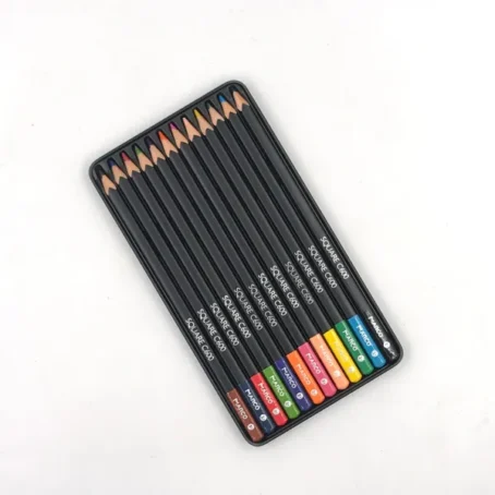 12 Square Shaped Colour Pencils Set - Image 2