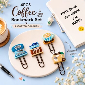 Coffee Silicone Bookmark Paper Clips Set of 4 | Premium Coffee Bookmarks