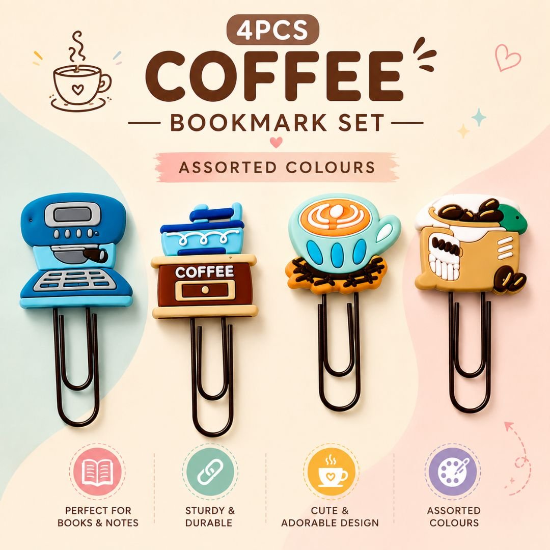 Coffee Silicone Bookmark Paper Clips Set of 4 | Premium Coffee Bookmarks - Image 2