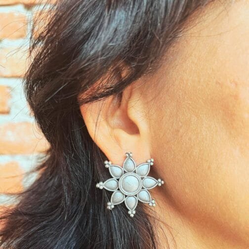 Kusum - Floral oxidised earring