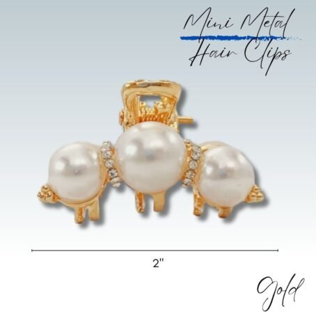 Metal Claw Pins with Pearl - Gold - Image 3