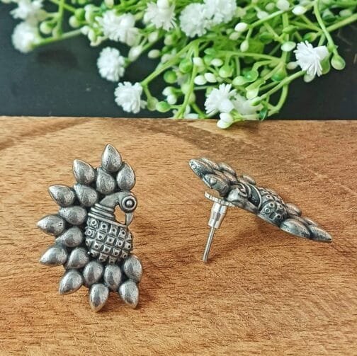 Sarang - Peacock Stud Earrings A Touch of Regal Elegance