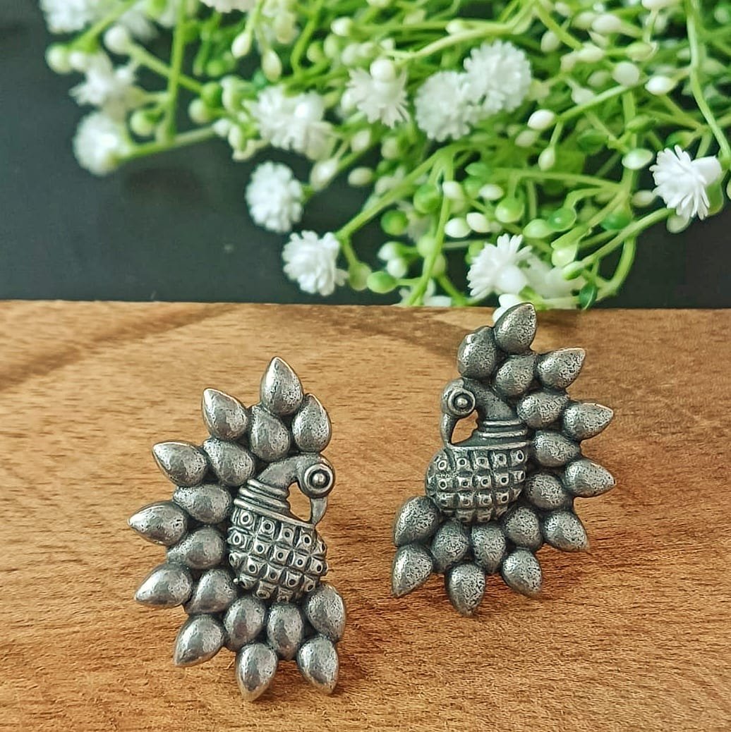 Sarang - Peacock Stud Earrings A Touch of Regal Elegance