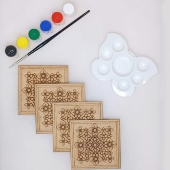 DIY Square Rangoli Coasters – Set of 4