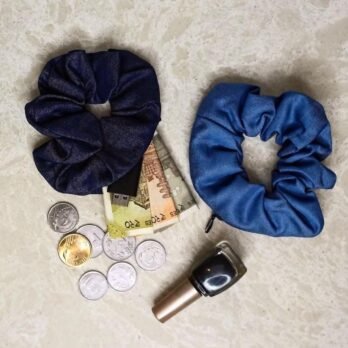 Denim Zipper Scrunchies