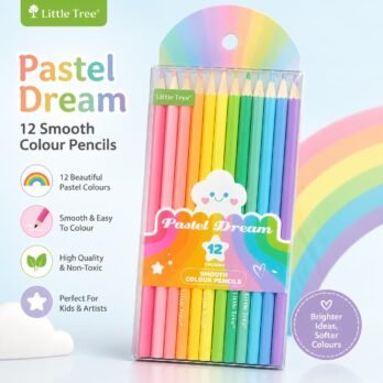 Pastel Dream 12 Colour Pencil Set | Smooth Non-Toxic Pastel Colour Pencils for Kids, Artists & Colouring