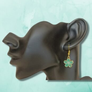 Gold Enamel Floral Earrings – Trendy Teal