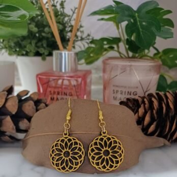 Round Mandala Earrings – Yellow