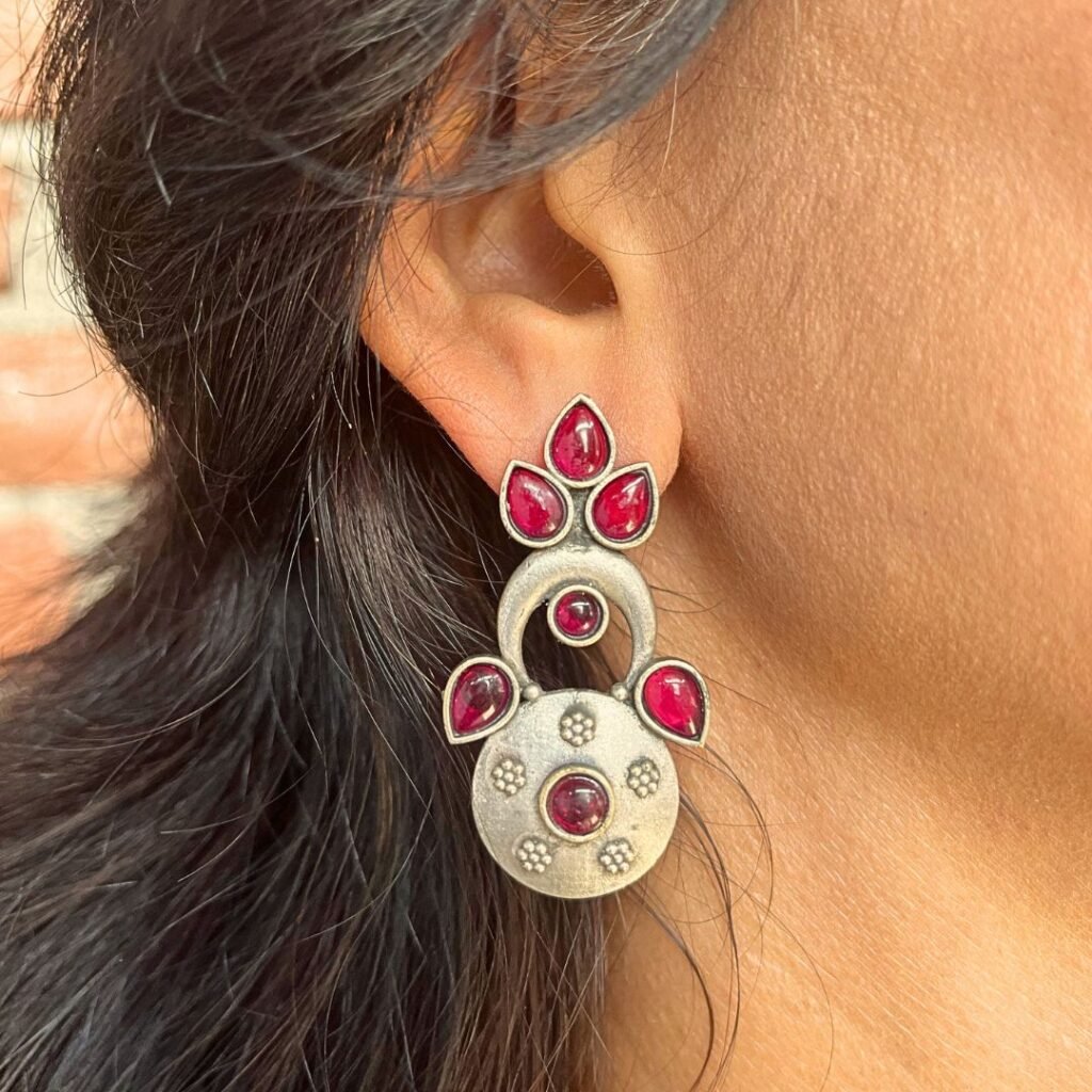 Amara - Studs with Rani Pink Stones - Little Things Cute