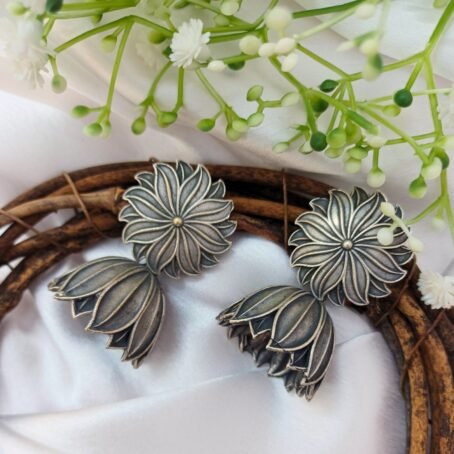 Oxidised silver danglers - kamal