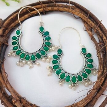 Amaira Emerald Chandbalis: Regal Stone Earrings