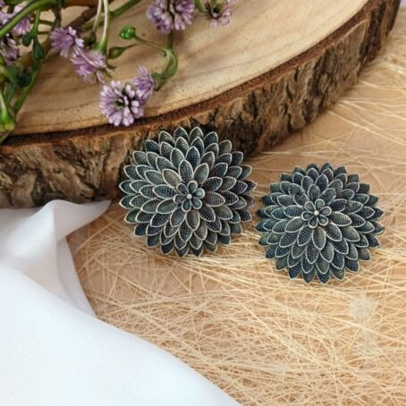 Dahlia Silver Toned Stud Earrings