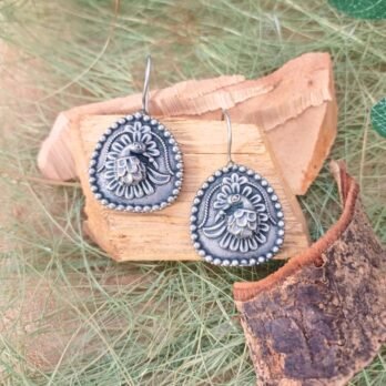 Kavya – Majestic Peacock Silver Tone Earrings