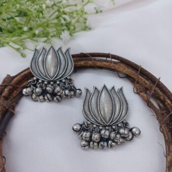 Lotus Ghooghri Studs: Indo-Western Style